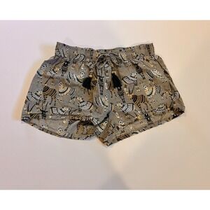World Market "African Antelope" PJ Shorts Size Small Grey Gold Blue Pajama